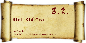 Blei Klára névjegykártya